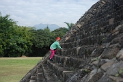 Alixe climbing a pyramid, Cuernavaca